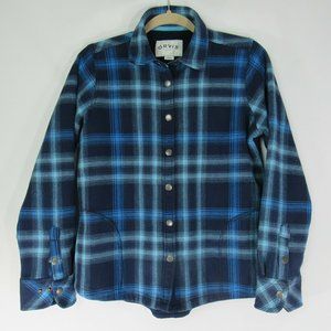 Orvis Fleece Long Sleeve Snap Button Down Plaid Ja